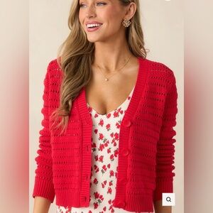 Z Supply Red Romance Cardigan Medium